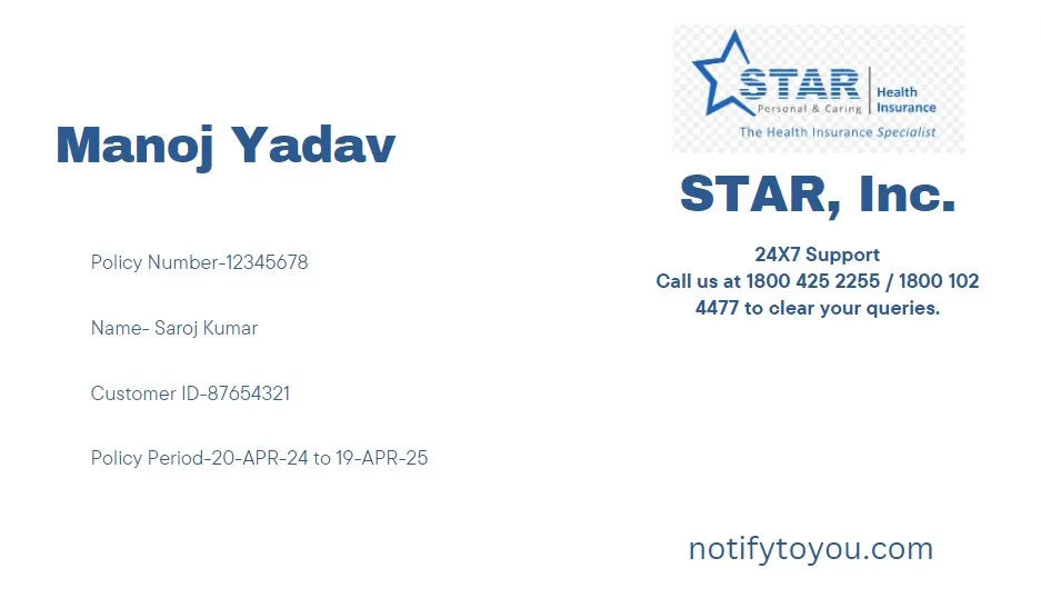 Star Health Insurance Visiting Card